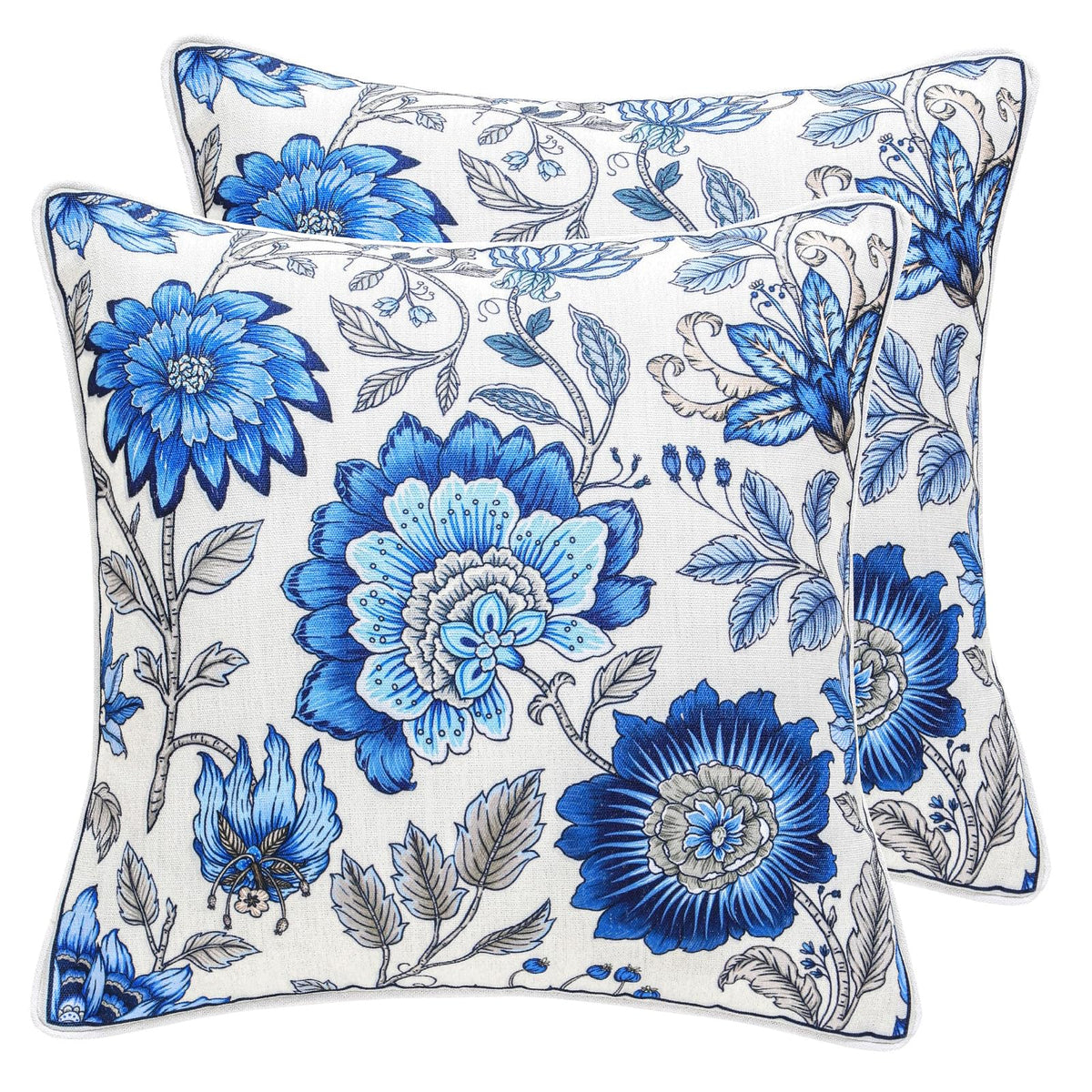 ISAENNE Vintage Elegant Linen Square Throw Pillow Cover,18"x18"-Albano A