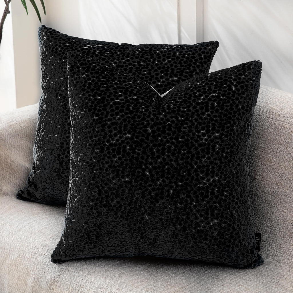 FIFU 18x18 Inch Throw Pillow Covers Set of 2, Jacquard Velvet,Dusty Purple