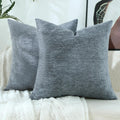 Stellhome Pack of 2 Soft Textured Throw Decorative Pillow Covers Square Accent Solid Cushion Cover Cozy Farmhouse Pillow Case for Couch Sofa Bedroom Living Room 18x18 Inch, Natural Beige