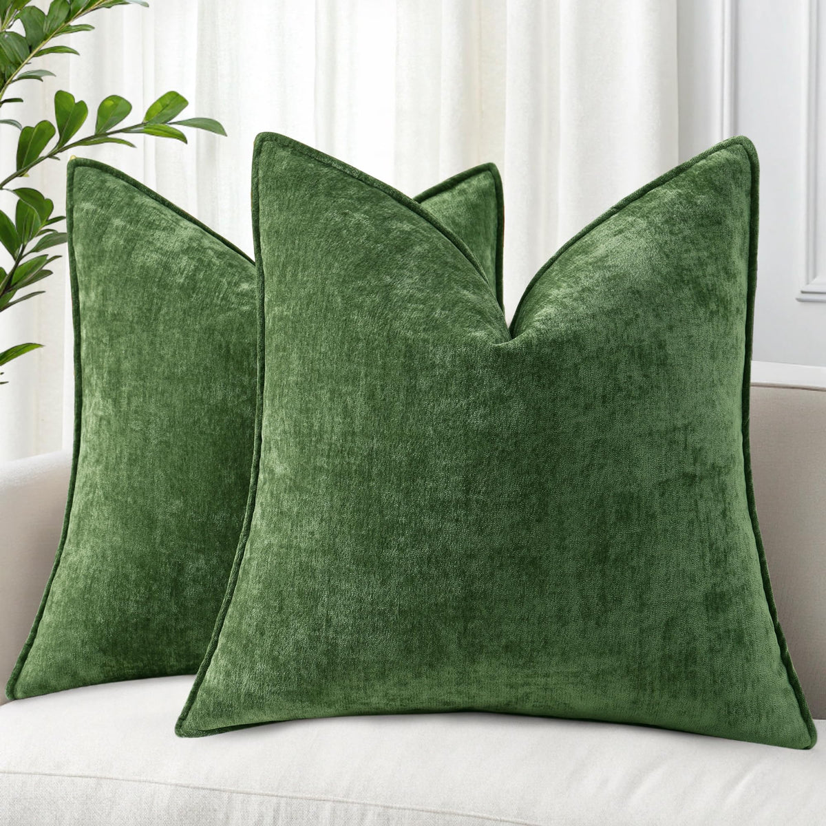 decorUhome Chenille Ultimate Gray Throw Pillow Covers 18x18 Set of 2