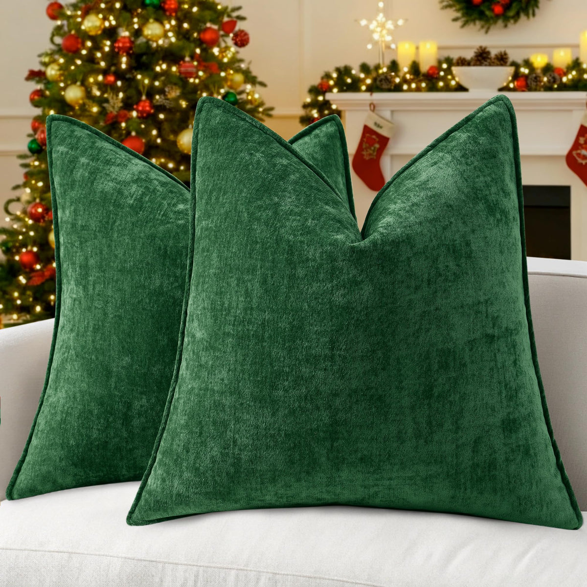 decorUhome Chenille Ultimate Gray Throw Pillow Covers 18x18 Set of 2