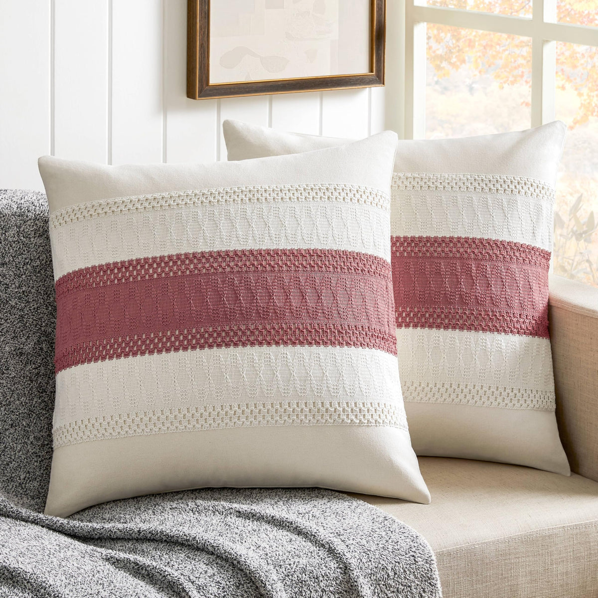ZeeMart 2 Pack Boho Throw Pillow Covers, Contrast Green 22x22in