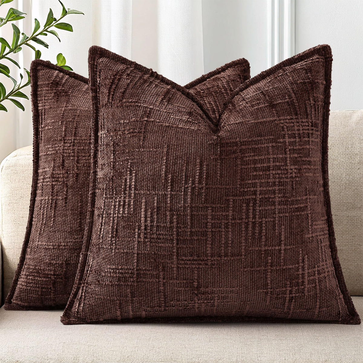 decorUhome Chenille Decorative Throw Pillow Covers 12x20 Set of 2, Navy