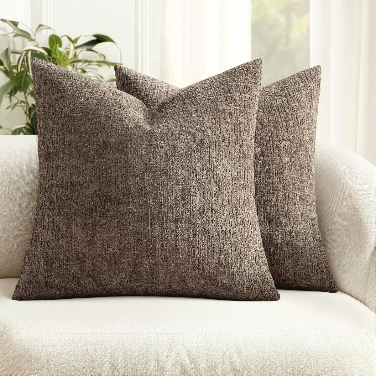 MIULEE Couch Pillow Covers Textured Chenille Home Decor 20x20 Navy Blue