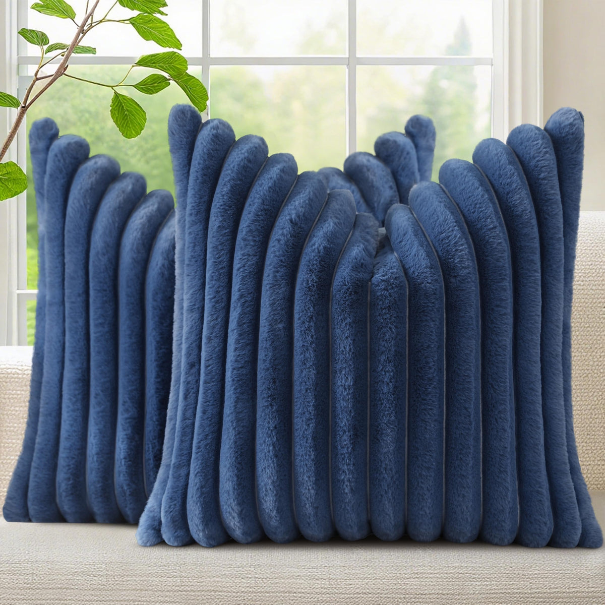 decorUhome Fall Faux Fur Throw Pillow Covers 18x18 Set of 2 Brown White