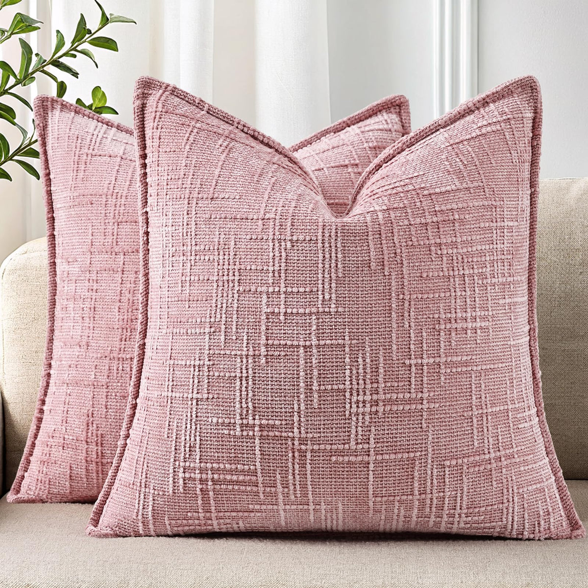 decorUhome Chenille Decorative Throw Pillow Covers 12x20 Set of 2, Navy