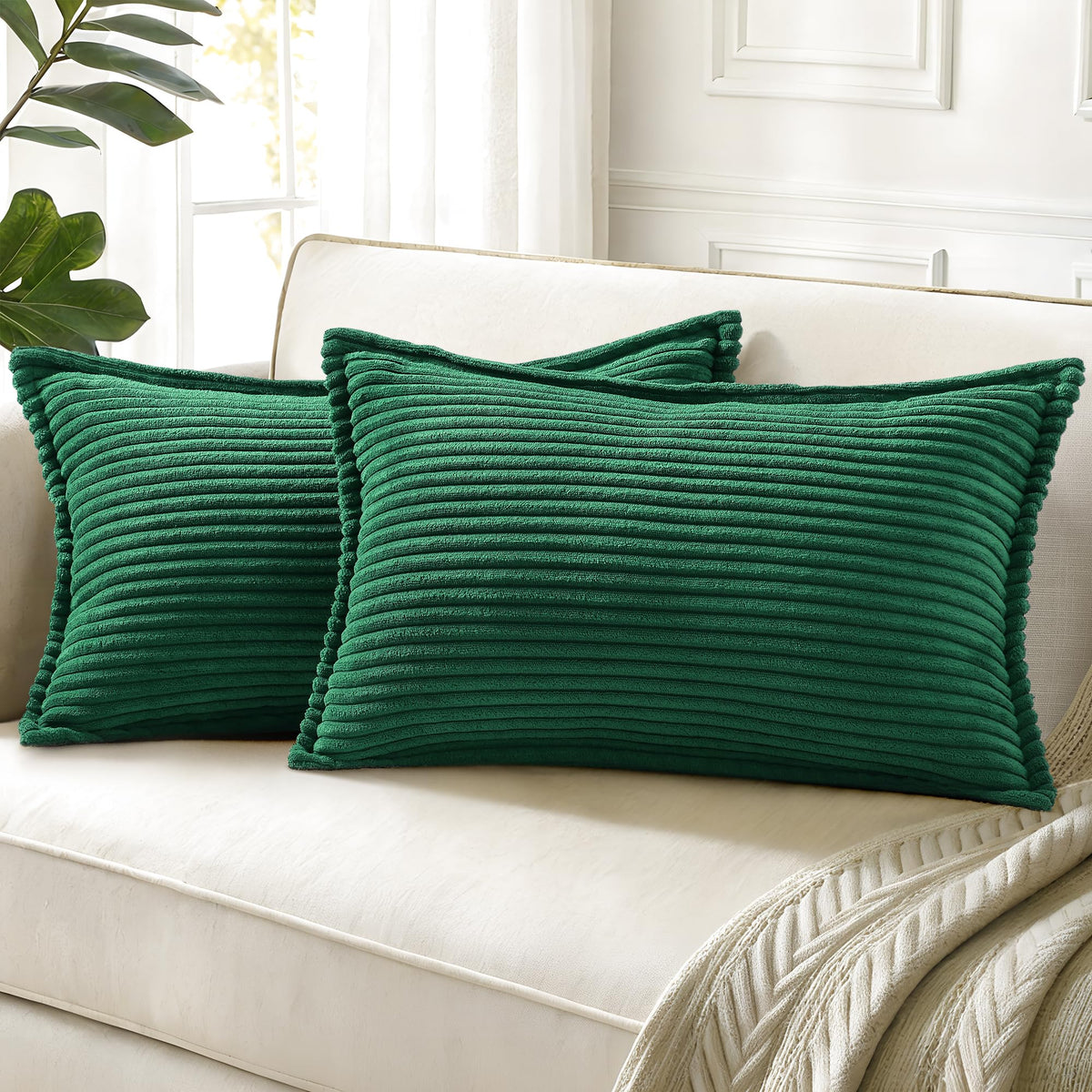 decorUhome Fall Corduroy Rust Throw Pillow Covers 18x18 Set of 2