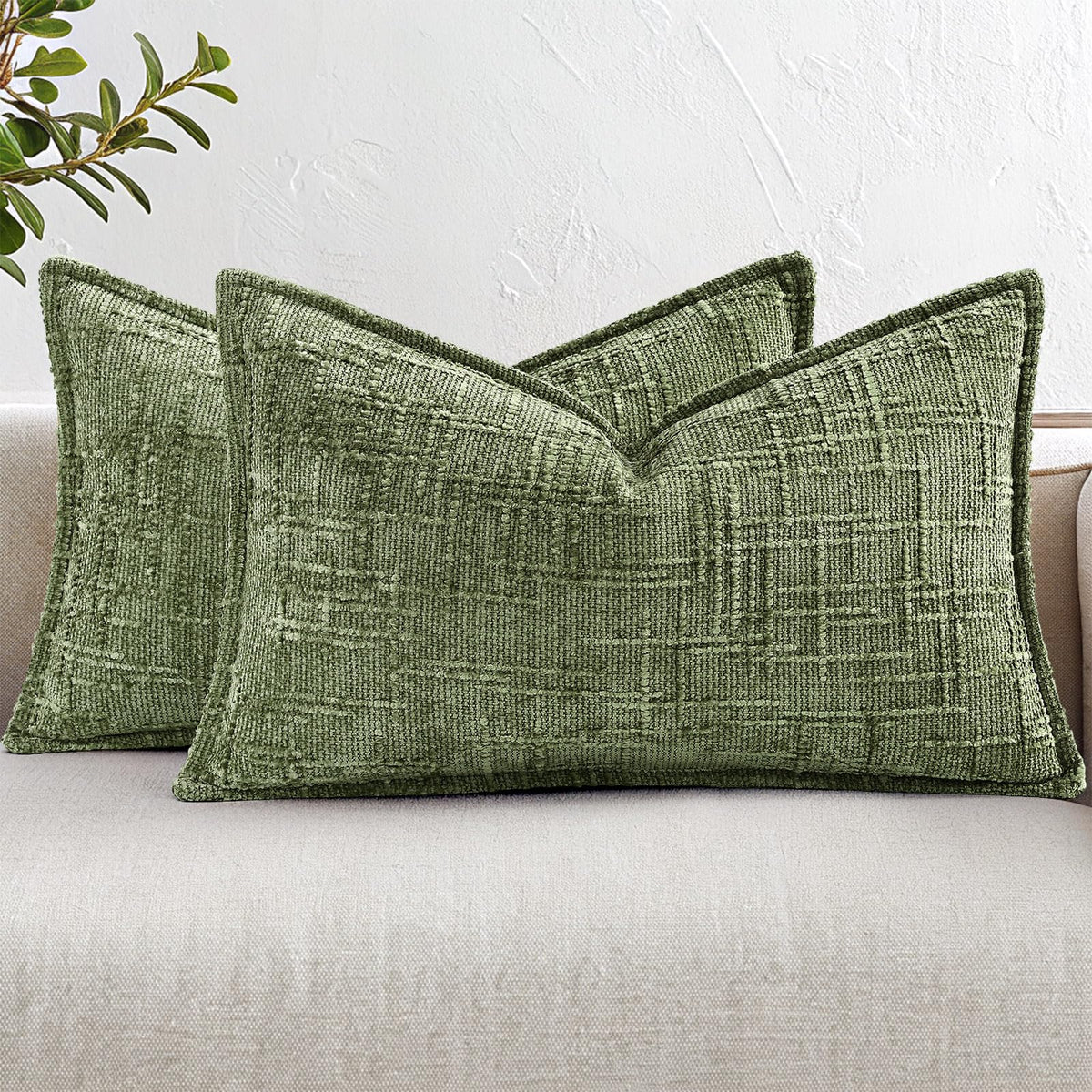 decorUhome Chenille Decorative Throw Pillow Covers 12x20 Set of 2, Navy