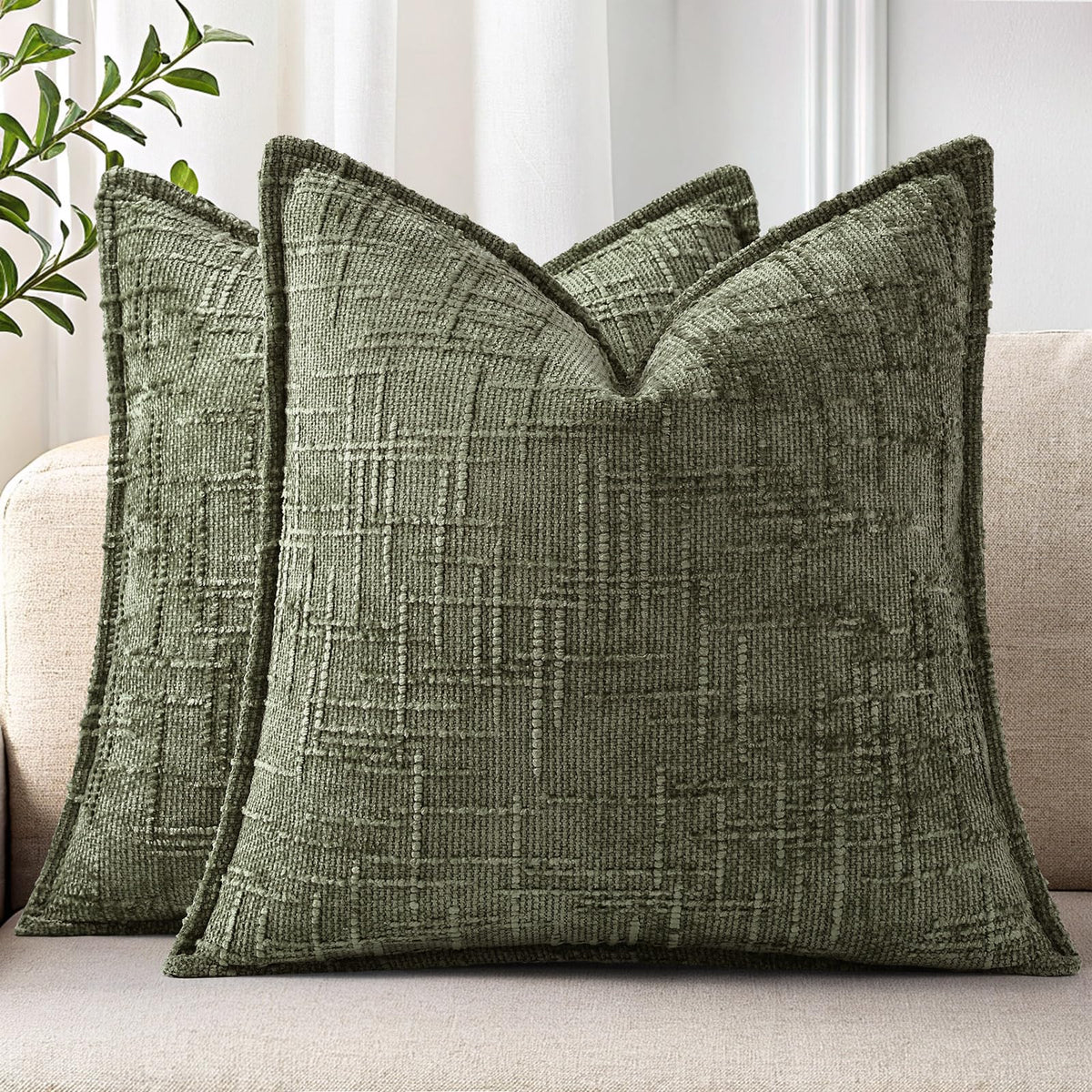 decorUhome Chenille Decorative Throw Pillow Covers 12x20 Set of 2, Navy