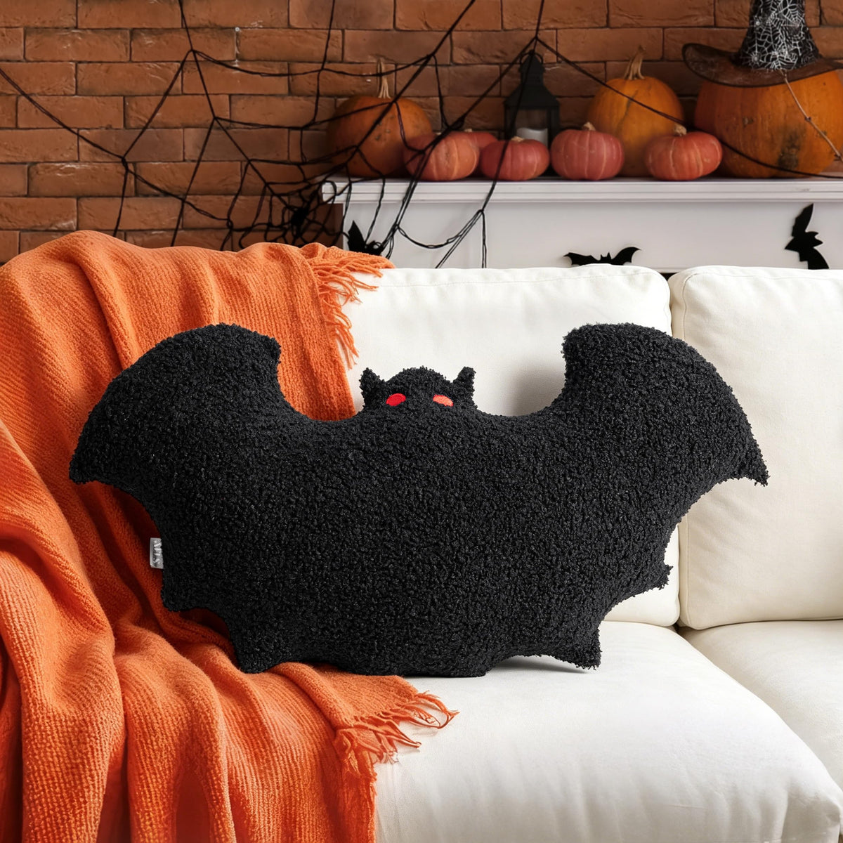 AELS Bat Pillow Set of 2, 23.6"&19.6" Bats Plush Pillow, Halloween Pillows for Holiday Party Home, Halloween Decorations for Living Room Bedroom, Black