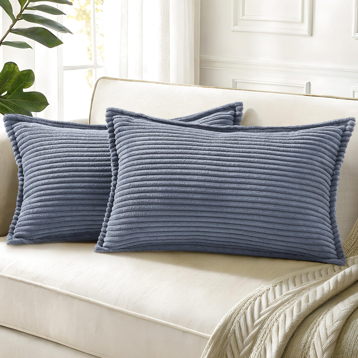 decorUhome Fall Corduroy Rust Throw Pillow Covers 18x18 Set of 2