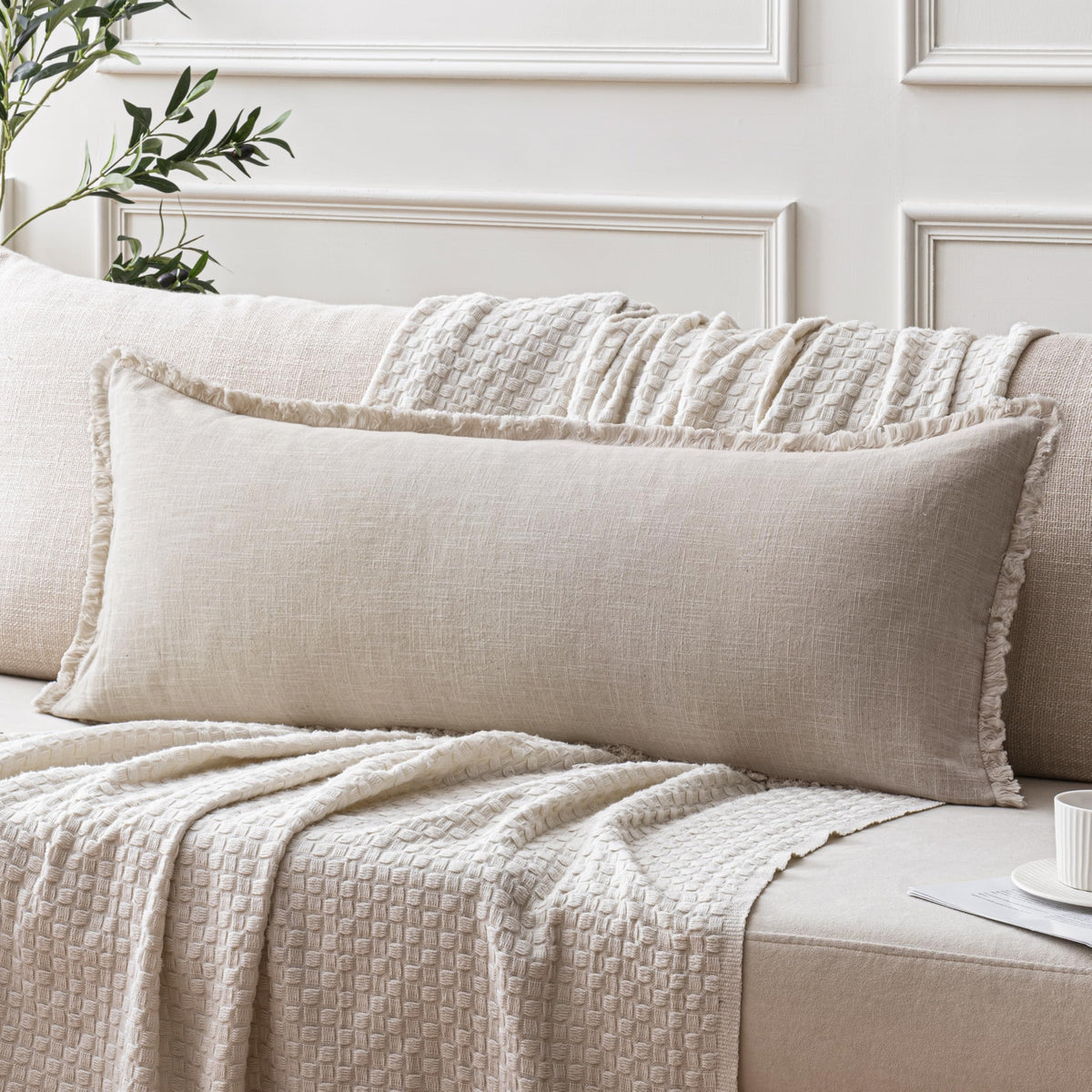 ANRODUO Decorative Linen Fringe Pillow Covers 18×18 Inch Sage Green 2 Pack