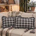 Chocolate Dark Brown Tartan Plaid Fall Cute Throw Pillow Covers 18x18