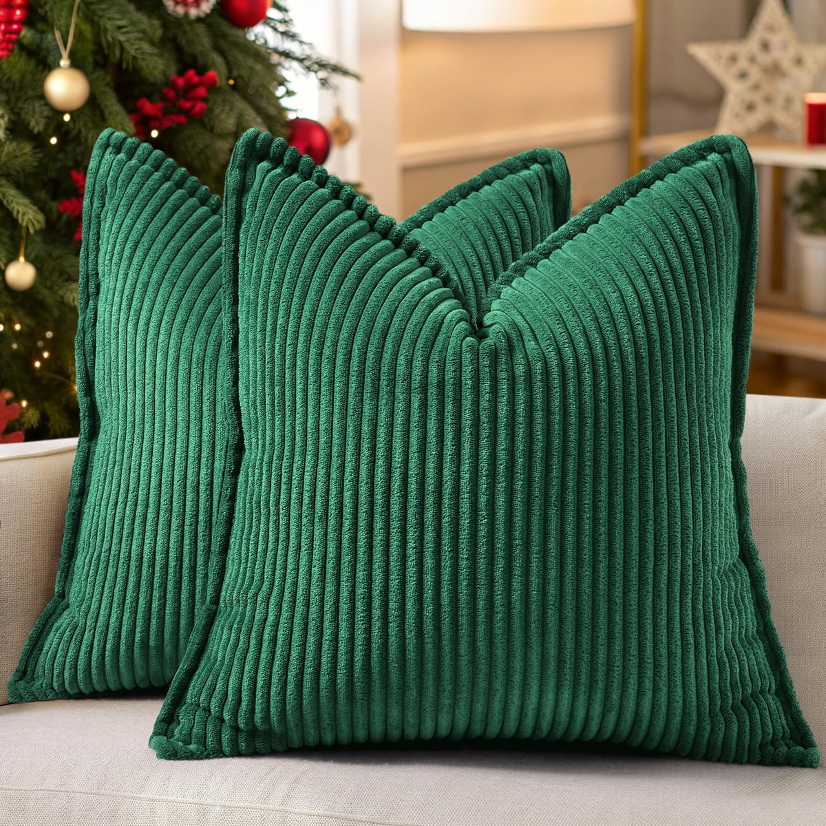 decorUhome Fall Corduroy Rust Throw Pillow Covers 18x18 Set of 2