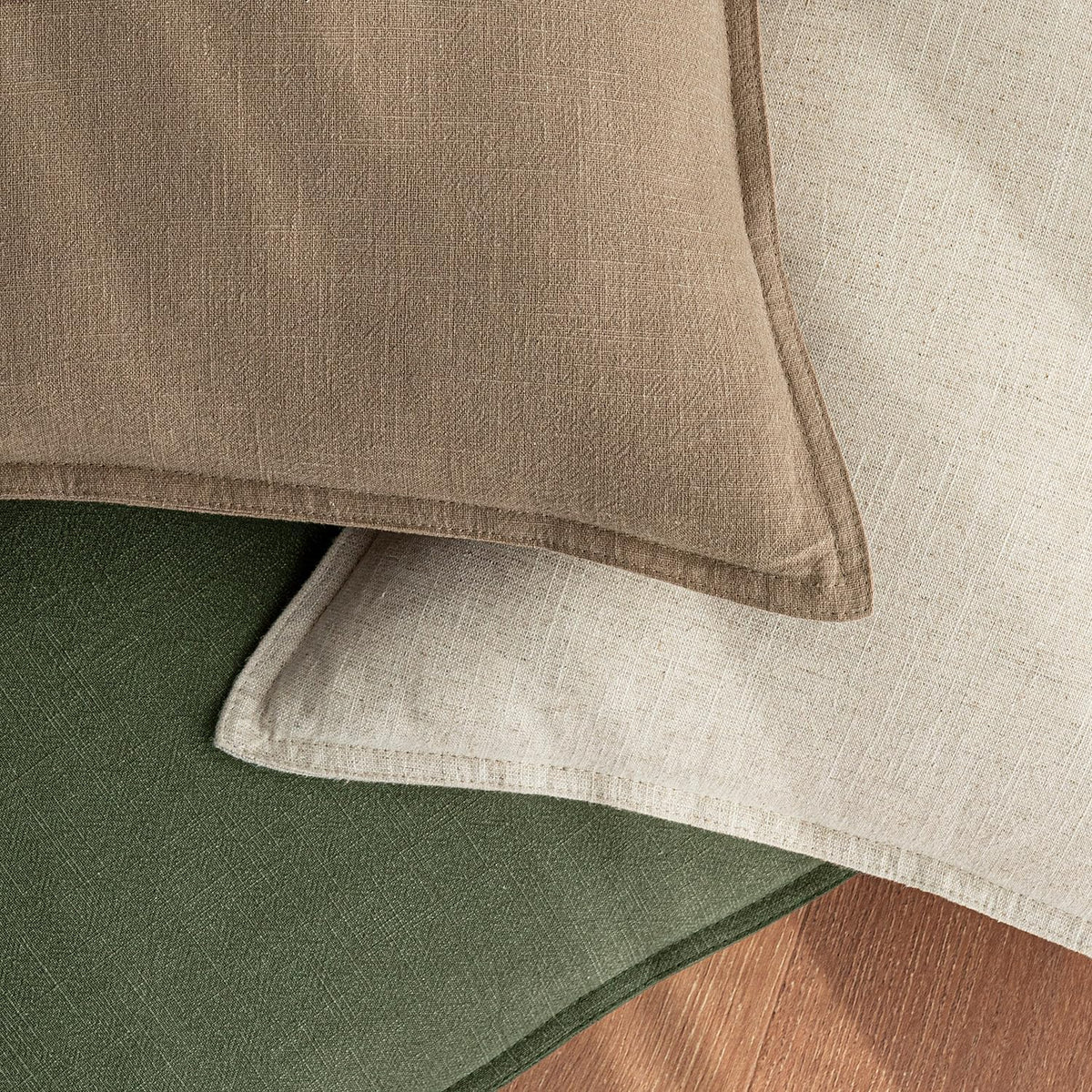 Set of 2 Linen Solid Throw Pillow Covers 20x20 Inch Dark Olive Green