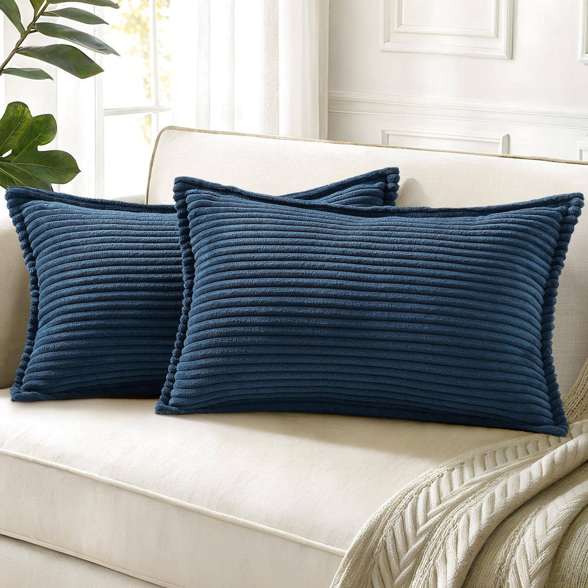 decorUhome Fall Corduroy Rust Throw Pillow Covers 18x18 Set of 2