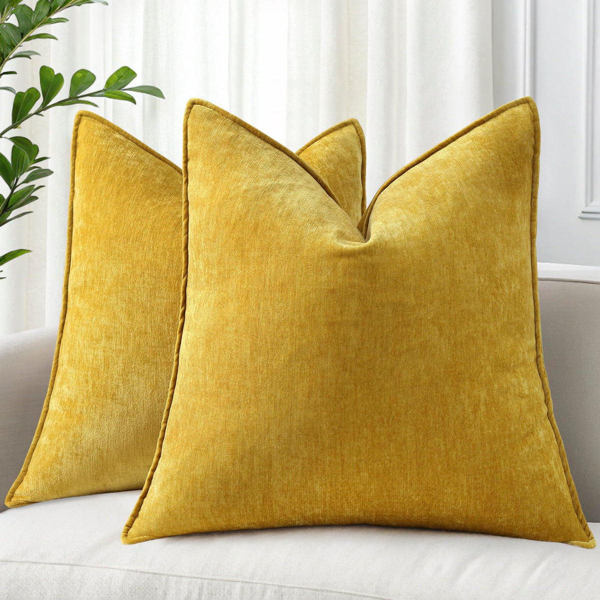 decorUhome Chenille Ultimate Gray Throw Pillow Covers 18x18 Set of 2