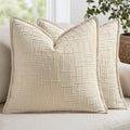 MIULEE Slubby Textured Decorative Throw Pillow Covers Beige 18x18