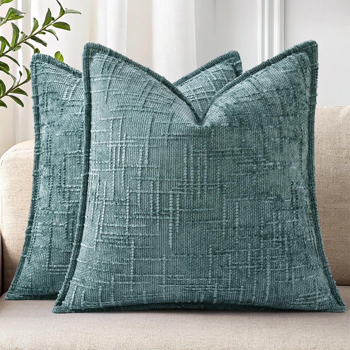 decorUhome Chenille Decorative Throw Pillow Covers 12x20 Set of 2, Navy