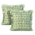 Ridhi Goldenrod Yellow Block Print Ruffle Pillow Covers 18x18 Inch Set of 2