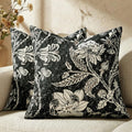 Cotton Navy Blue 18x18 Floral Decorative Sofa Couch Throw Pillow Covers