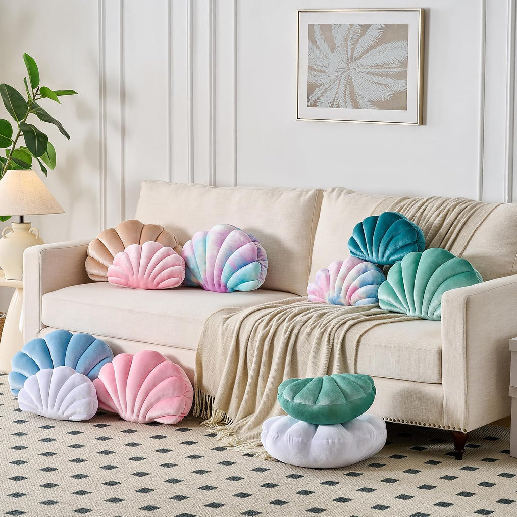 XIAIJIA Seashell Throw Pillows, Pink Shell Shaped Pillow, Velvet, 14 Inch