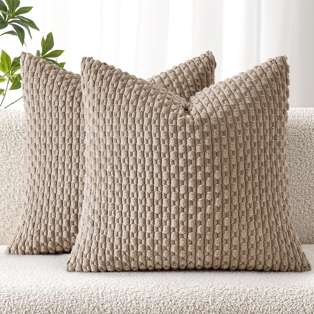 MIULEE Decorative Throw Pillow Covers 20x20 Sage Green Textured Corduroy