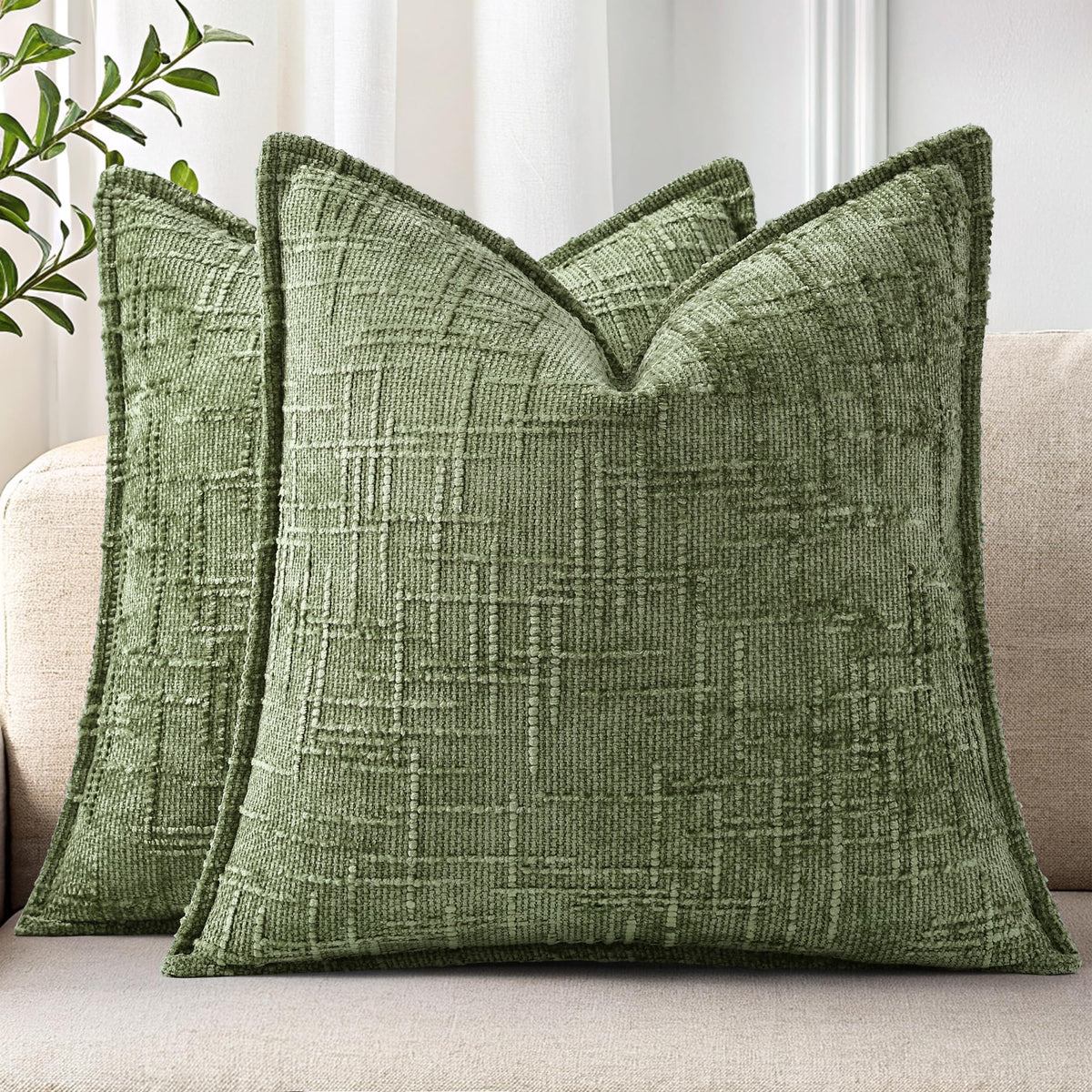 decorUhome Chenille Decorative Throw Pillow Covers 12x20 Set of 2, Navy