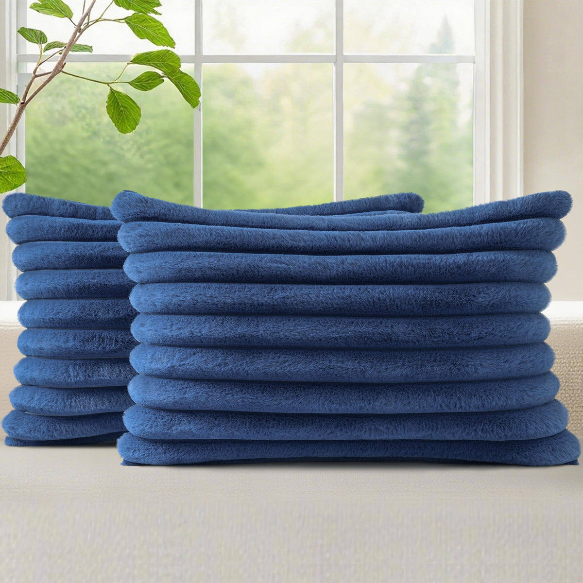 decorUhome Fall Faux Fur Throw Pillow Covers 18x18 Set of 2 Brown White