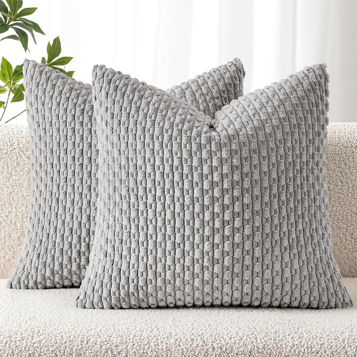 MIULEE Decorative Throw Pillow Covers 20x20 Sage Green Textured Corduroy