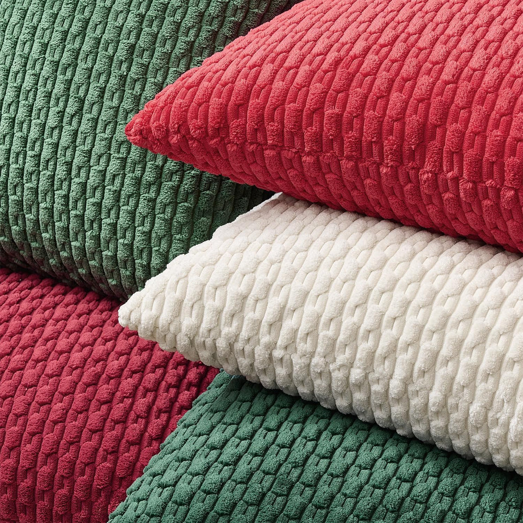 Kevin Textile Soft Corduroy 18x18 Inch Pillow Covers 2 Pack, Dark Green