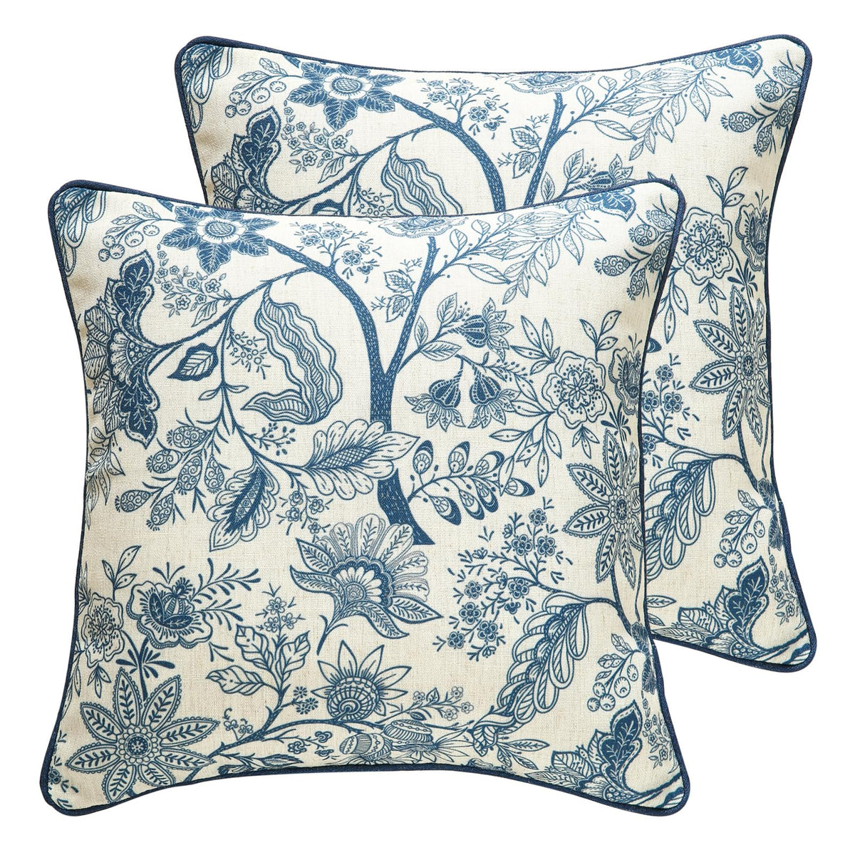 ISAENNE Vintage Elegant Linen Square Throw Pillow Cover,18"x18"-Albano A