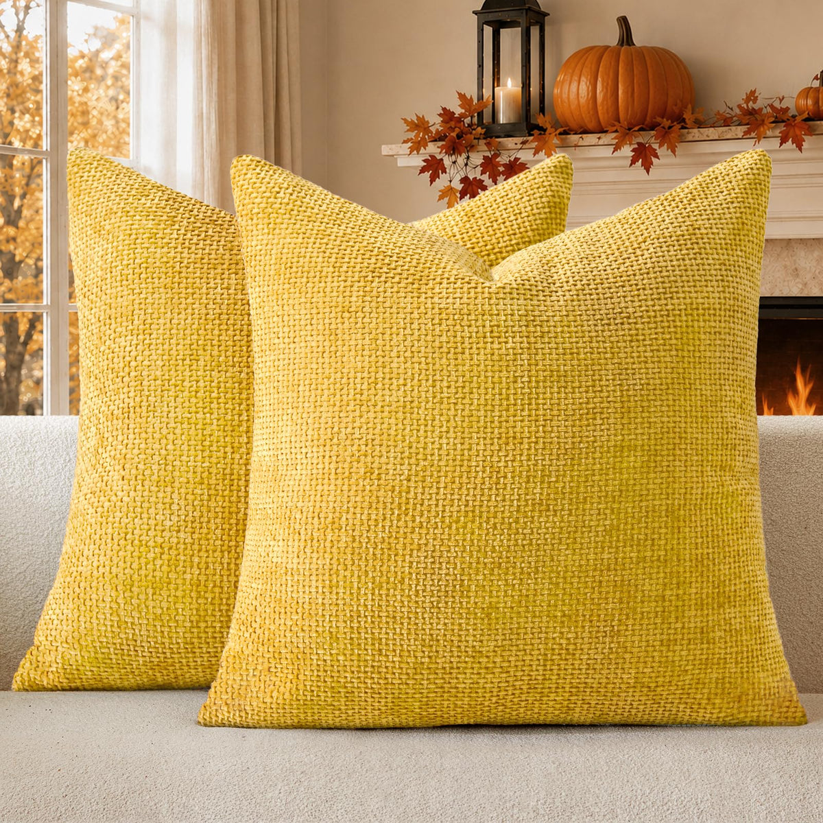 a moment Light Green Chenille Throw Pillow Covers 20x20 Inch Pack of 2 Modern Decorative Throw Pillow Covers Farmhouse Cross Covers Home Decor for Sofa Bedroom Living Room Spring