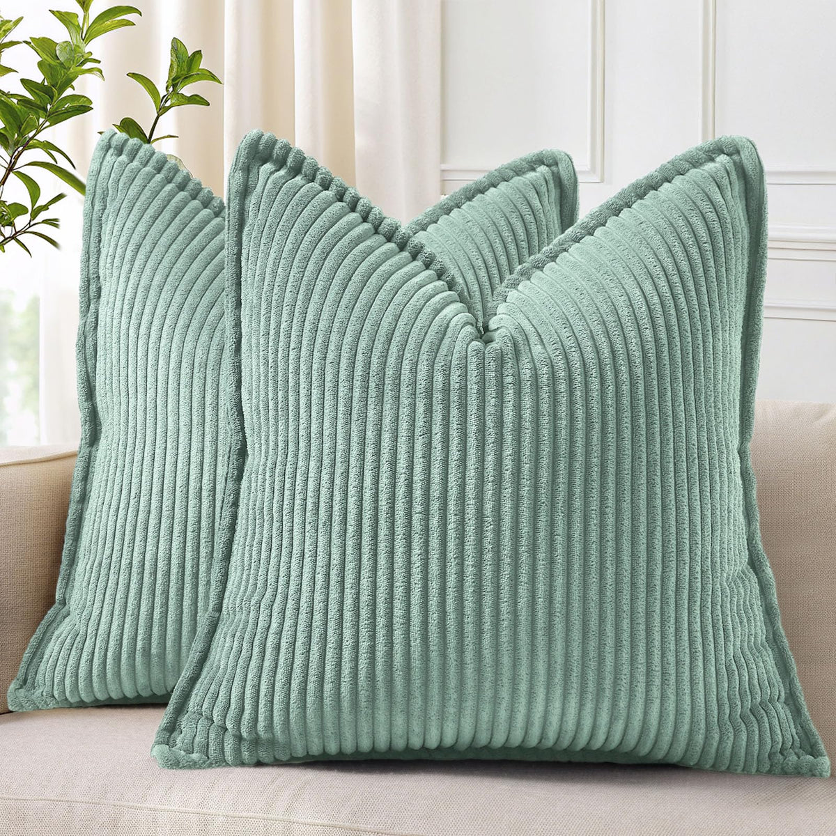 decorUhome Fall Corduroy Rust Throw Pillow Covers 18x18 Set of 2
