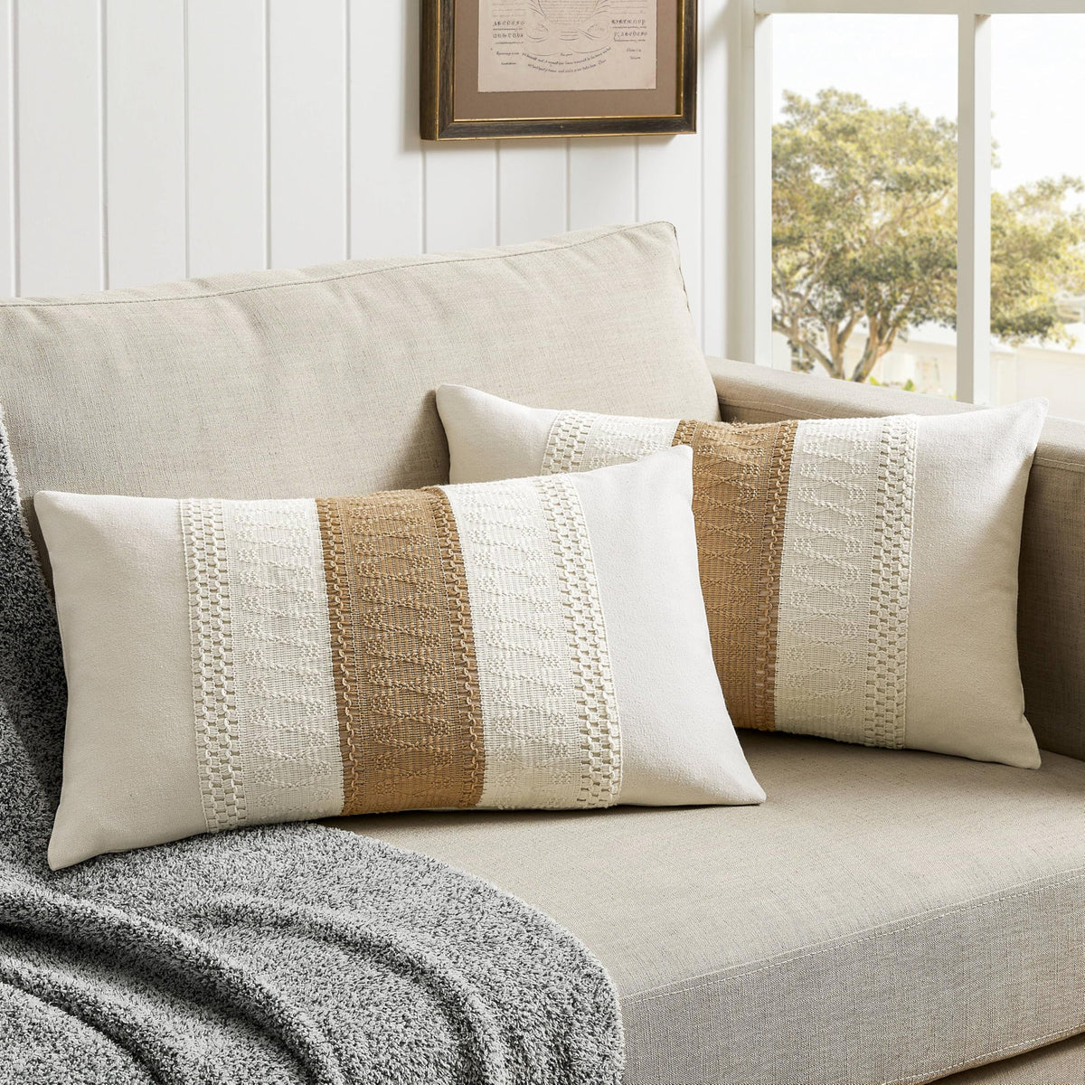 ZeeMart 2 Pack Boho Throw Pillow Covers, Contrast Green 22x22in