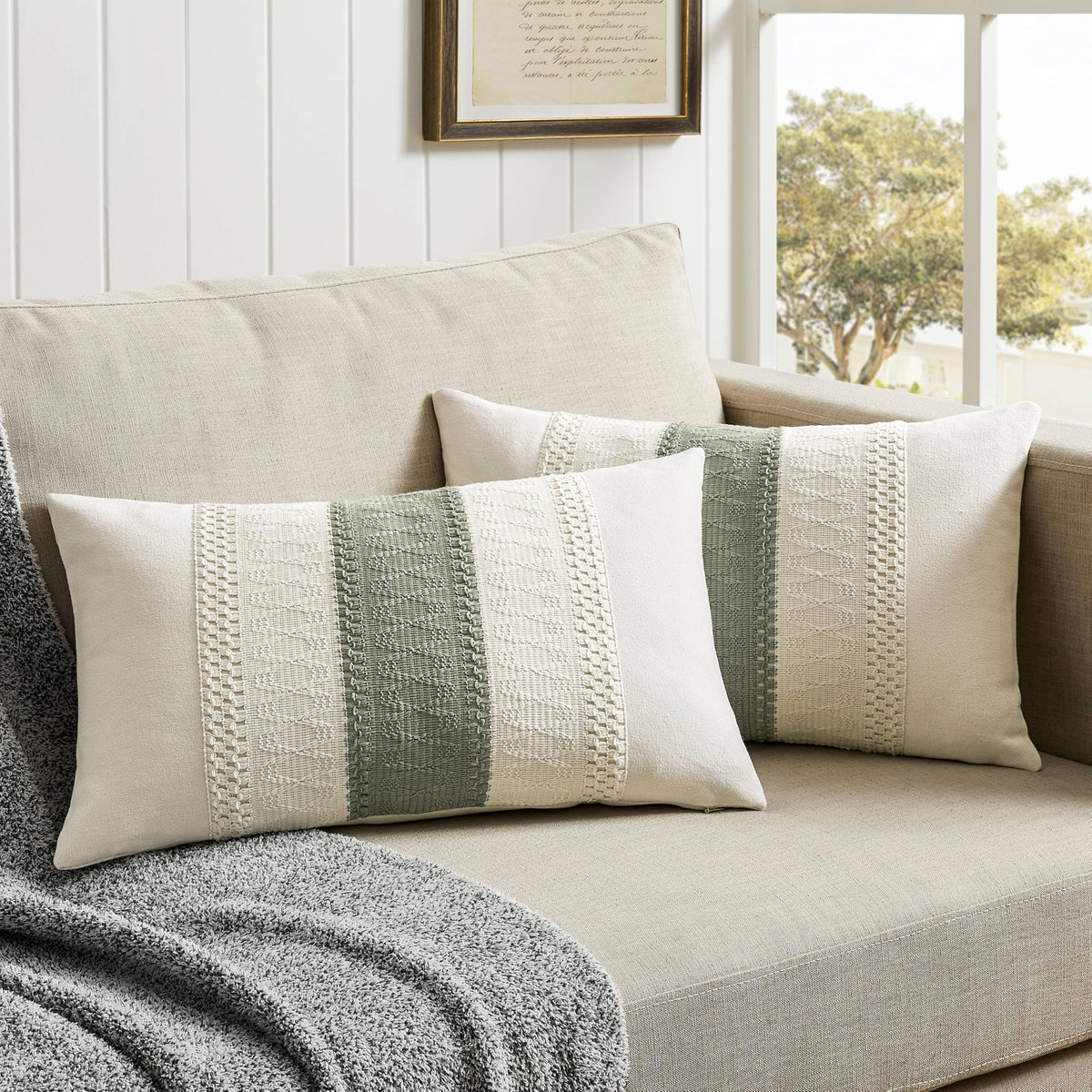 ZeeMart 2 Pack Boho Throw Pillow Covers, Contrast Green 22x22in