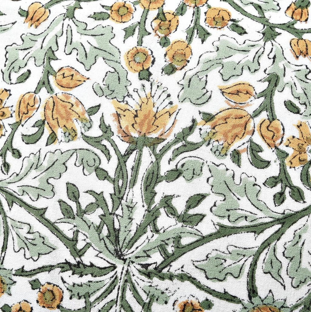 Ridhi Goldenrod Yellow Block Print Ruffle Pillow Covers 18x18 Inch Set of 2