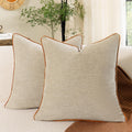 MATTINS Dusty Blue Cotton Throw Pillow Covers 22x22 Set of 2, Solid Decorative Pillow Covers with Chenille Texture and Velvet Back, Neutral Farmhouse Cushion Covers for Sofa Couch Bedroom