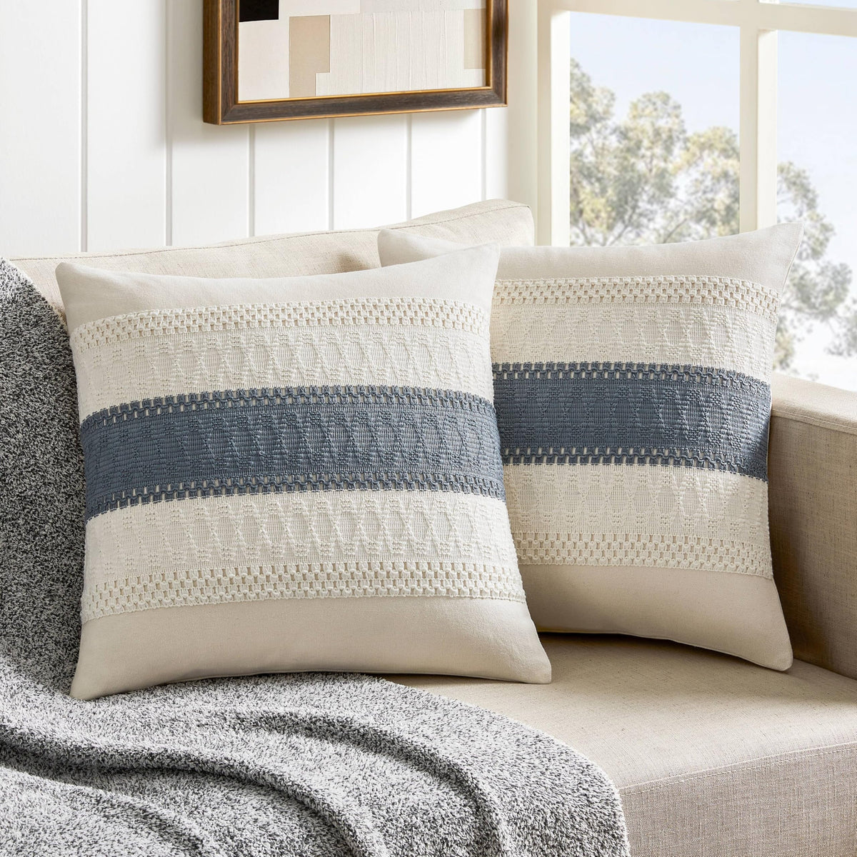 ZeeMart 2 Pack Boho Throw Pillow Covers, Contrast Green 22x22in