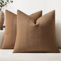 MIULEE Fall Decorative Striped Throw Pillow Covers 20x20 Sugar Brown 2 Pack