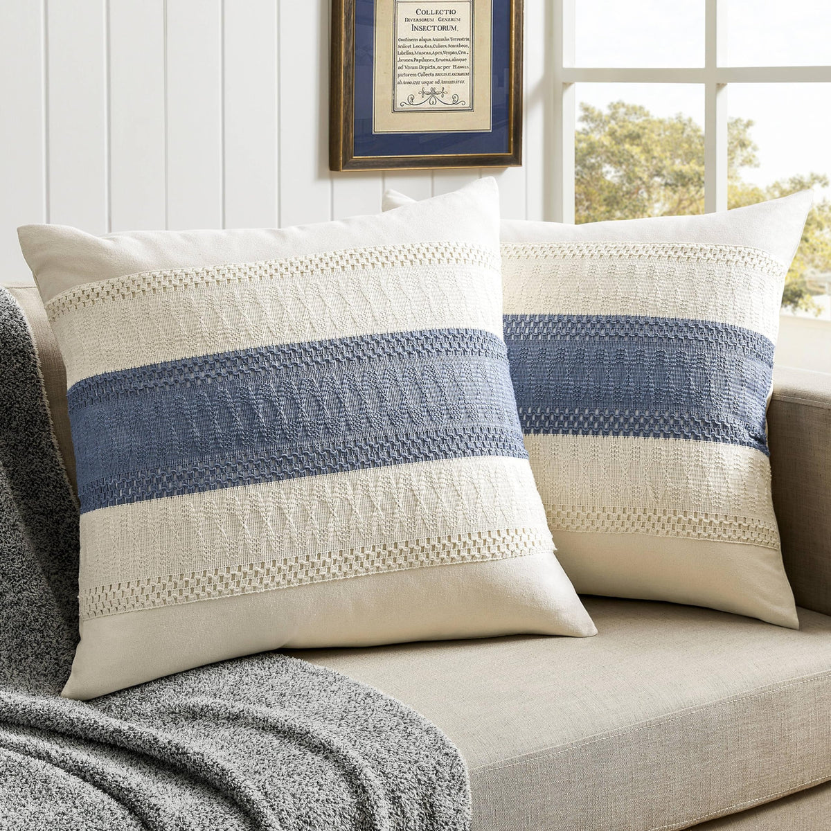 ZeeMart 2 Pack Boho Throw Pillow Covers, Contrast Green 22x22in
