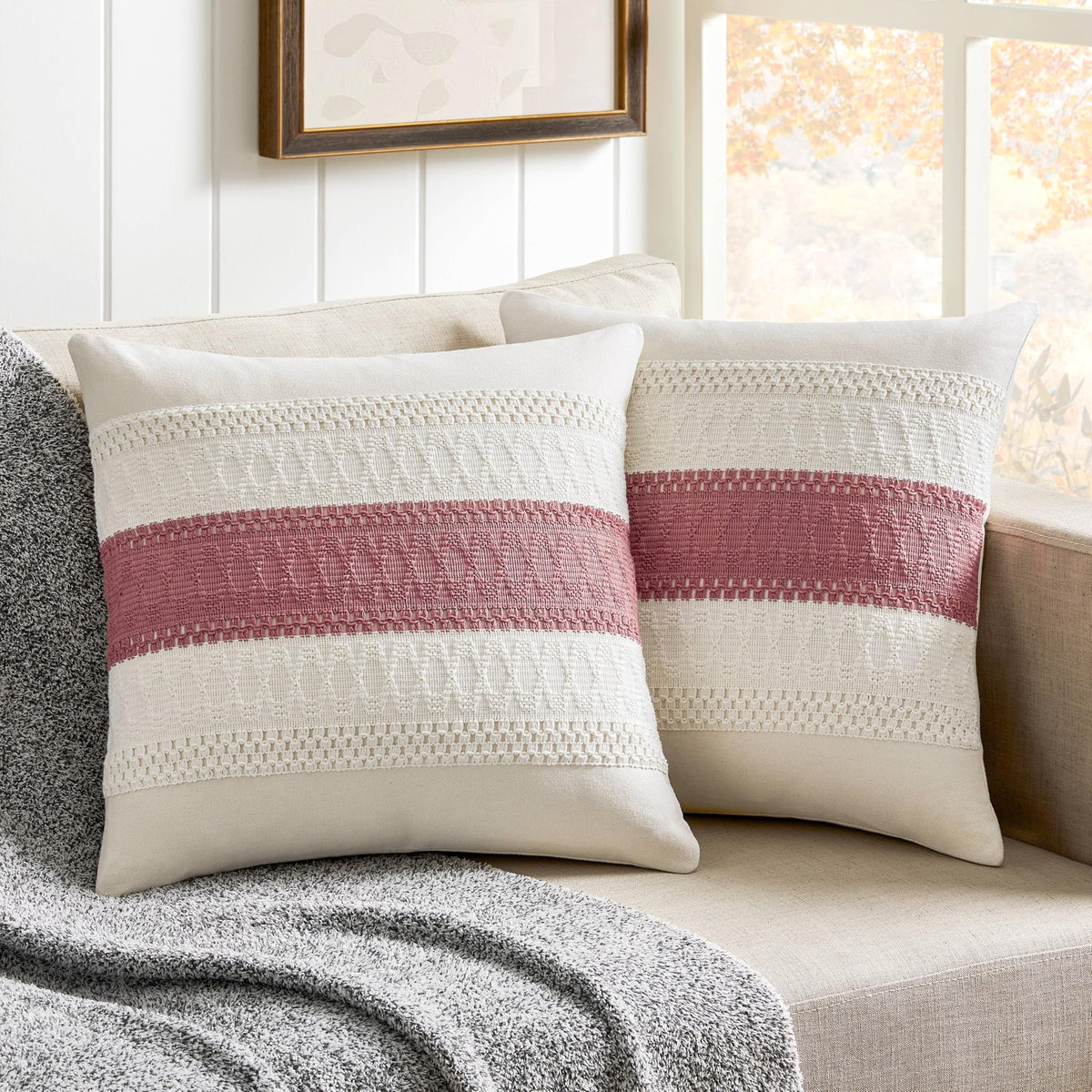 ZeeMart 2 Pack Boho Throw Pillow Covers, Contrast Green 22x22in