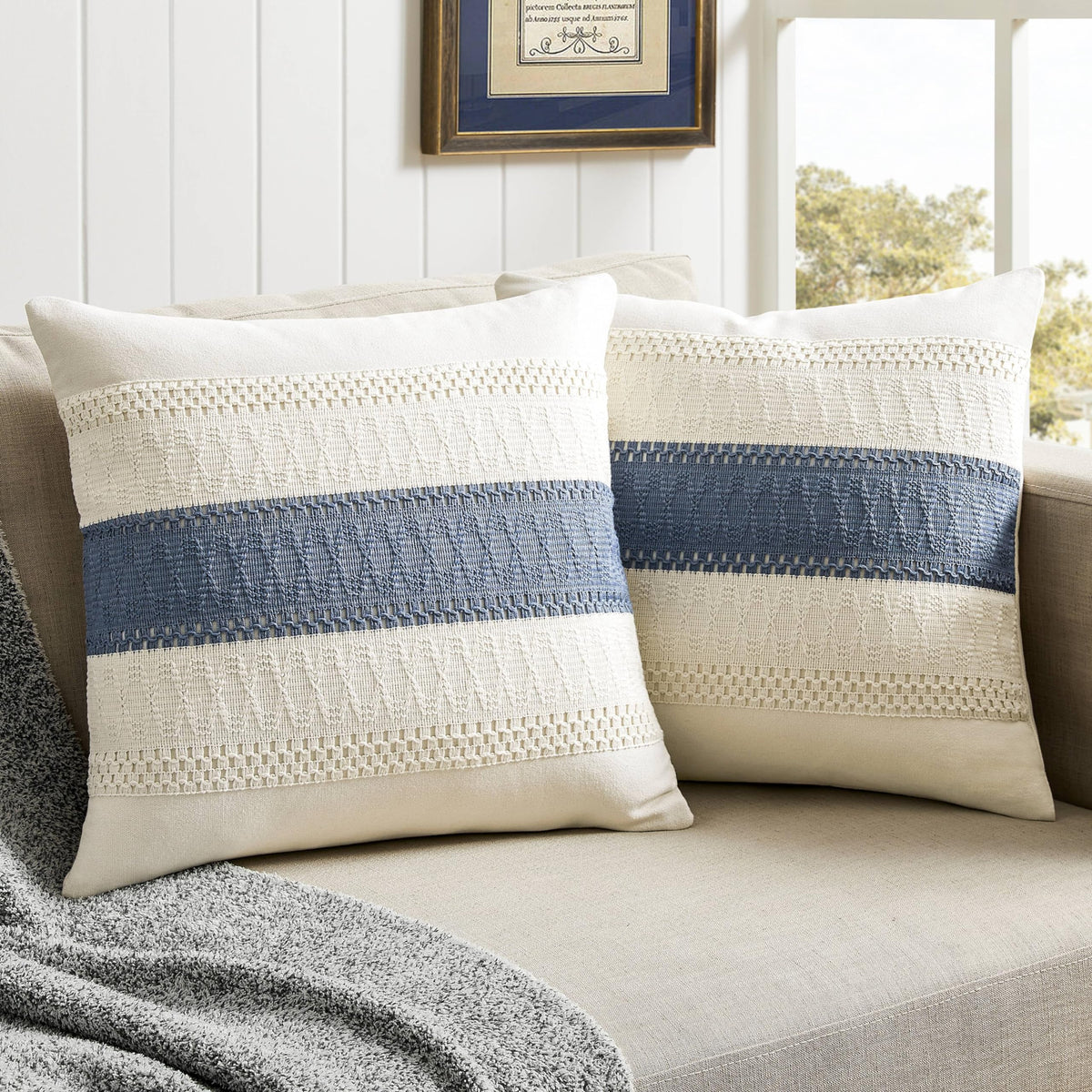 ZeeMart 2 Pack Boho Throw Pillow Covers, Contrast Green 22x22in