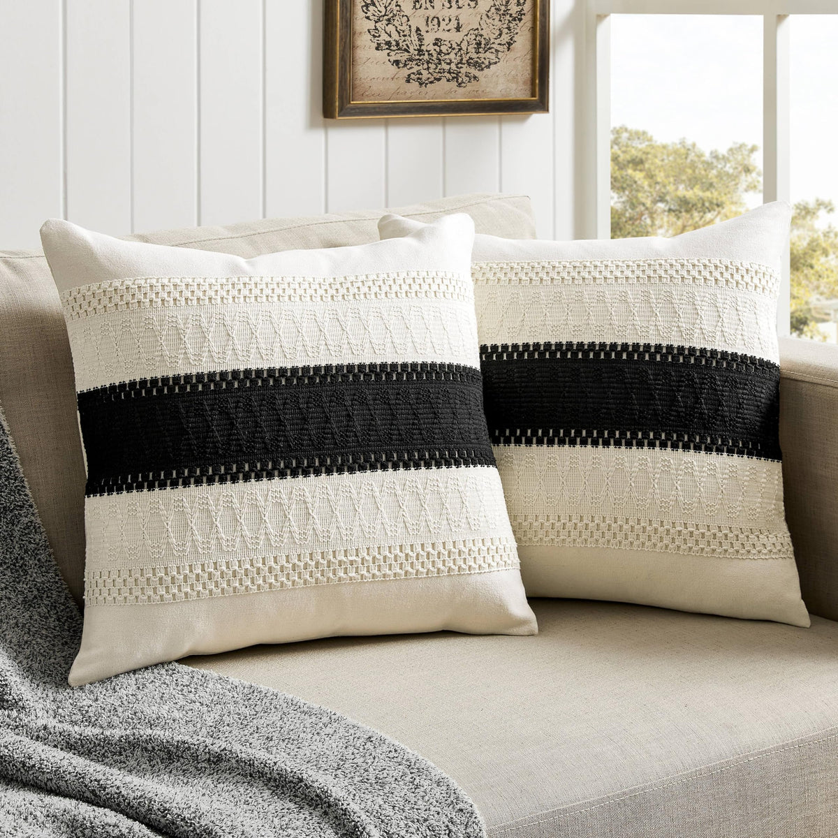ZeeMart 2 Pack Boho Throw Pillow Covers, Contrast Green 22x22in