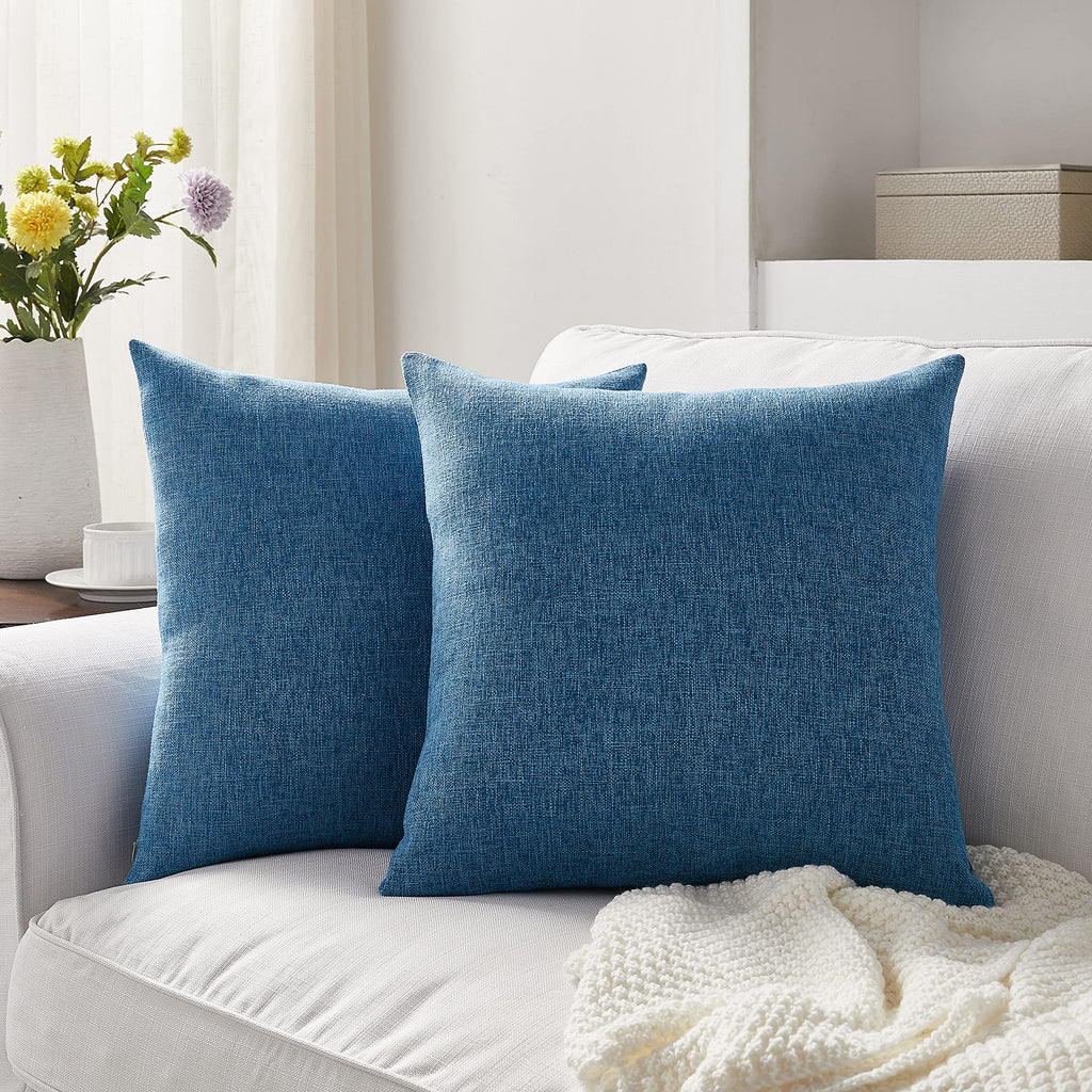 Meekio Linen Blend Throw Pillow Covers 20x20 Set of 2, Ivory