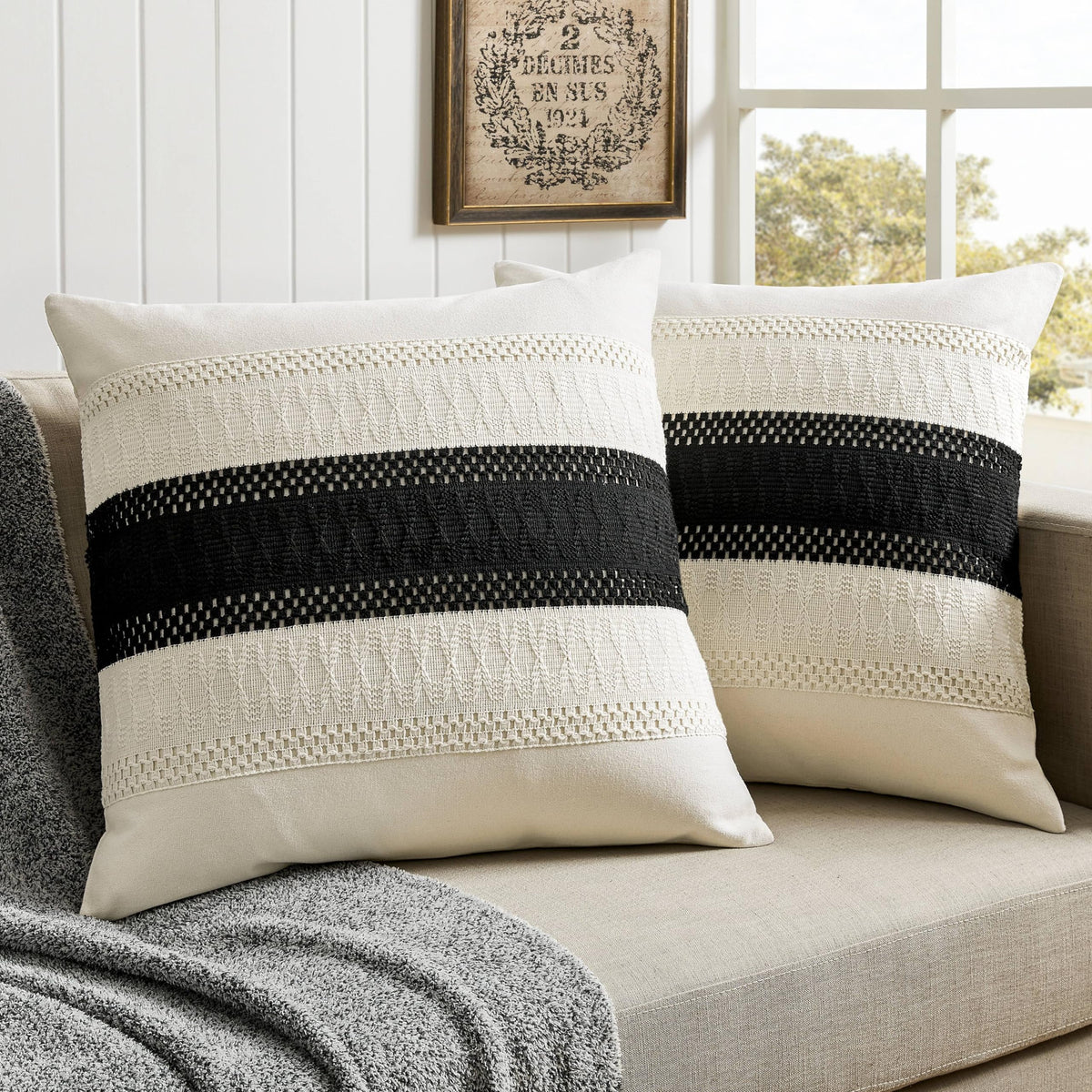 ZeeMart 2 Pack Boho Throw Pillow Covers, Contrast Green 22x22in