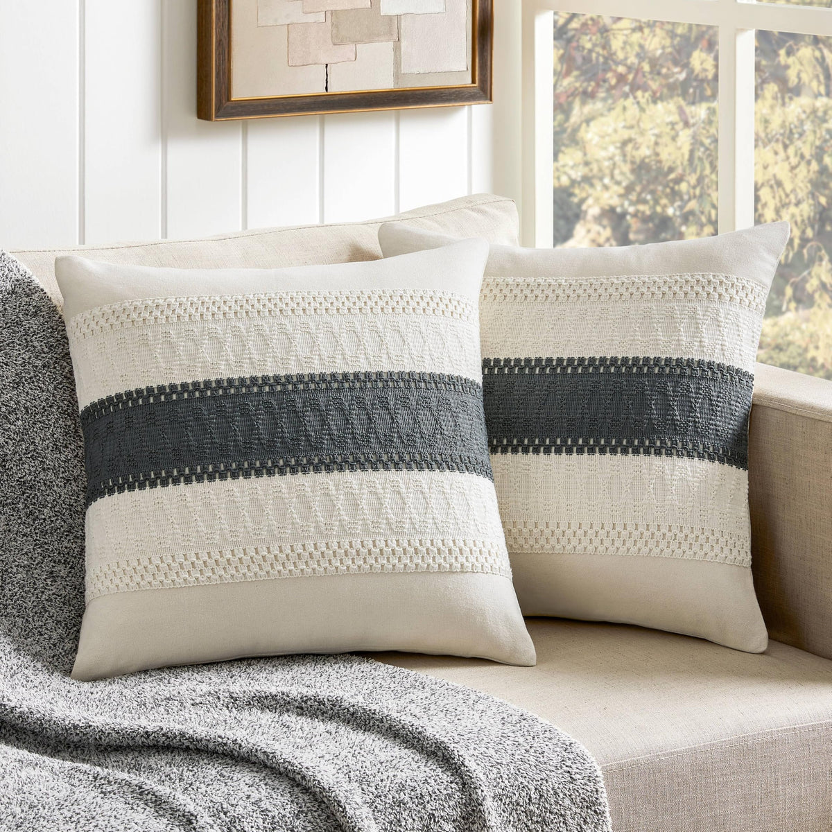 ZeeMart 2 Pack Boho Throw Pillow Covers, Contrast Green 22x22in